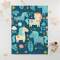 Unicorn friends by Brandon Mclain, Blanket on Blue Background Ultra Soft Microfiber Fleece (c)BrandonMclain2024