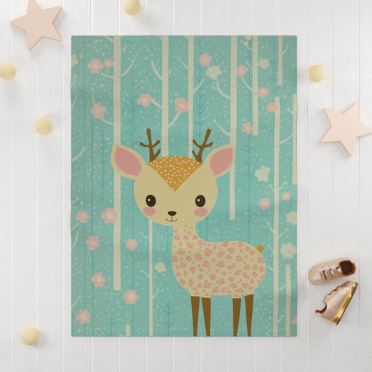 Holiday Baby Reindeer by Brandon Mclain, Blanket Soft and Festive Design in Blue (c)BrandonMclain2024