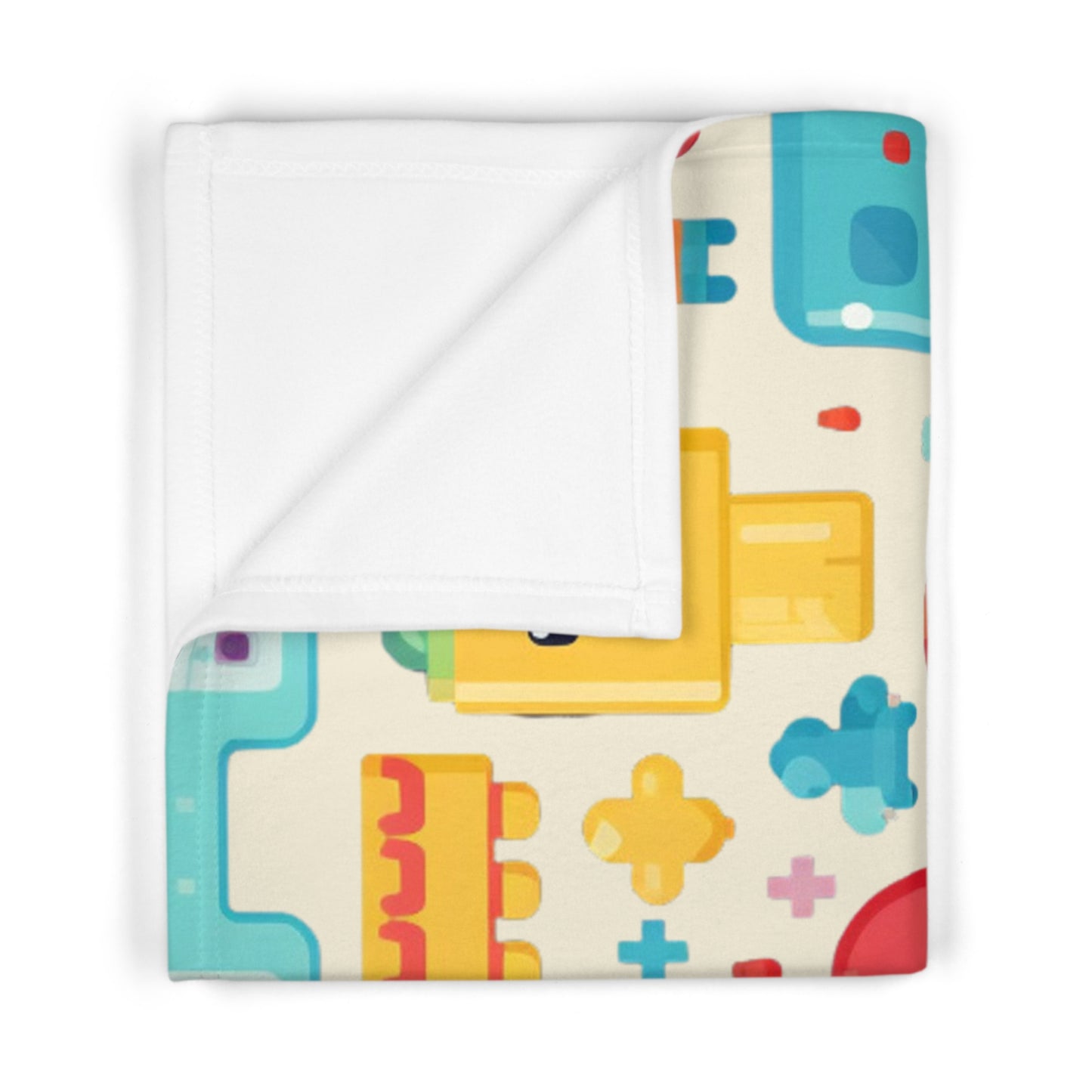 Pixel art friends by Brandon Mclain, Soft Fleece Baby Blanket (c)BrandonMclain2024