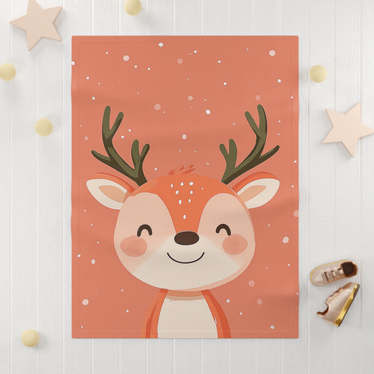 Holiday Baby Reindeer by Brandon Mclain, Blanket Soft and Cozy Festive Design in softy Pink (c)BrandonMclain2024